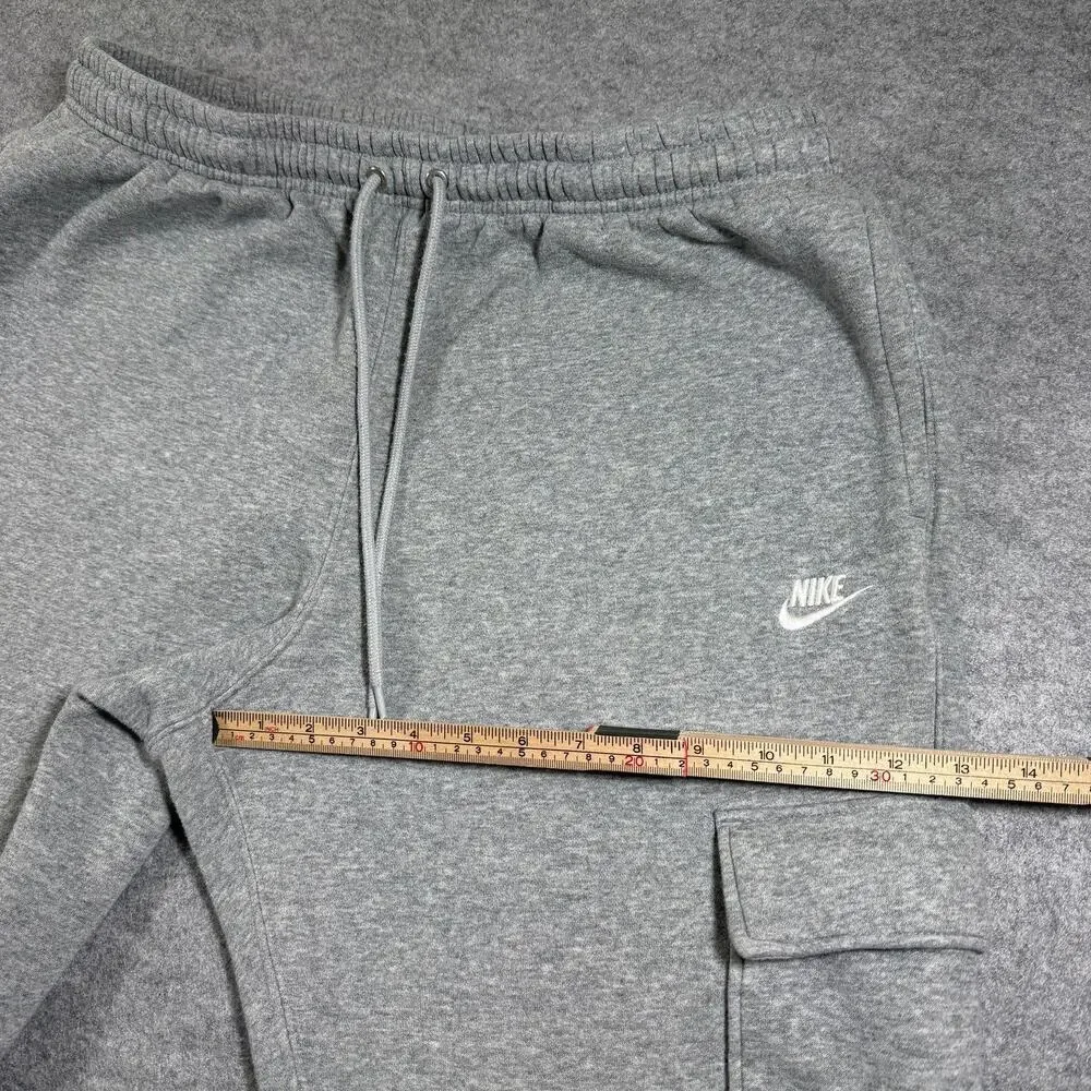 Nike Club Fleece Cargo Joggers Mens L Gray Sweatpants Training Athletic Casual